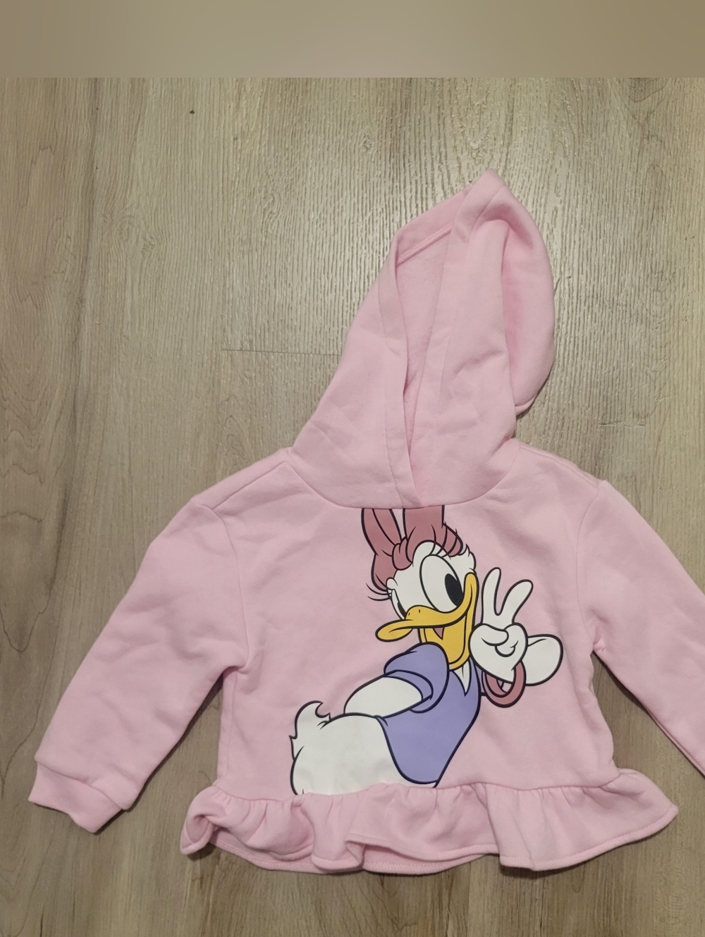 NWT Gap x Disney Daisy Duck Hoodie Toddler 2T Pink Ruffle Trim Sweatshirt